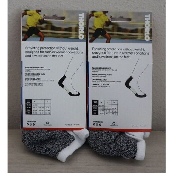 Thorlos LRCM00 Men's Sz XL White Lite Padding Low Cut Running Socks - Picture 2 of 5